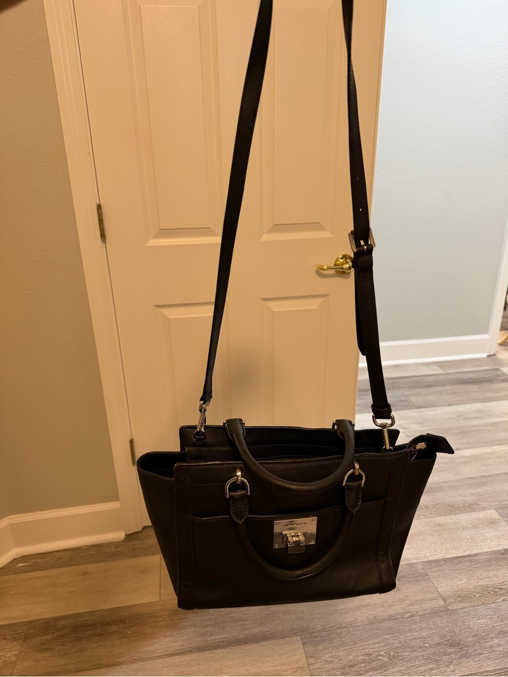 Michael Kors Black Saffiano Leather Tote with Silver Hardware - Picture 4 of 5